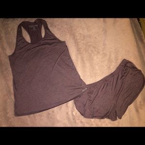 Purple Calvin Klein two piece shirt and shorts sleepwear set